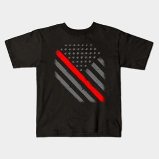 Thin Red Line American Flag Firefighter Kids T-Shirt